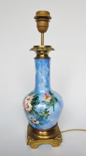 19th century - Barbotine lamps with impressionist decoration