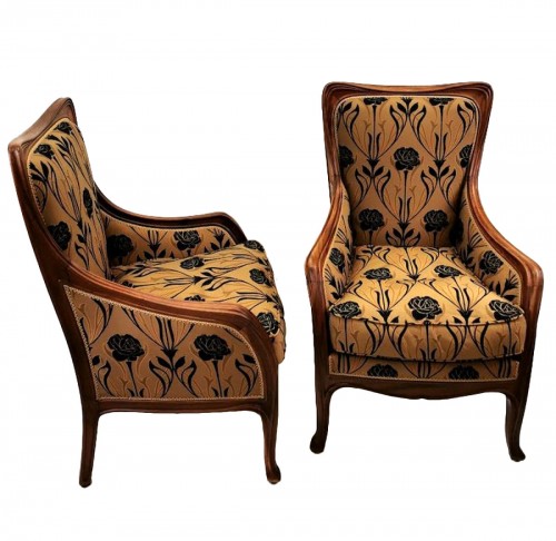 Louis Majorelle - Pair of Art Nouveau armchairs "Moulurations Ornées