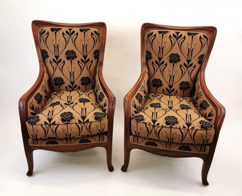Louis Majorelle - Paire de fauteuils Art Nouveau "Moulurations Ornées" - Sièges Style 
