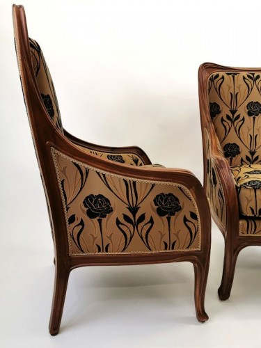 XXe siècle - Louis Majorelle - Paire de fauteuils Art Nouveau "Moulurations Ornées"
