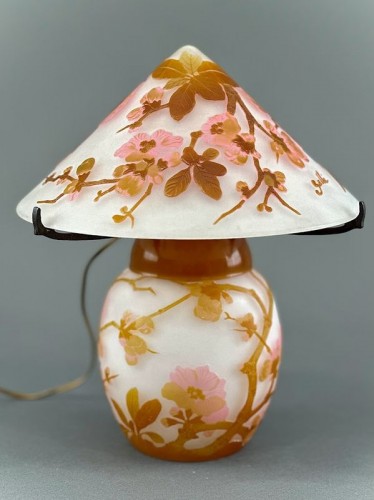 Luminaires Lampe - Emile Gallé - Lampe Champignon Art Nouveau " Fleurs de Pommiers "