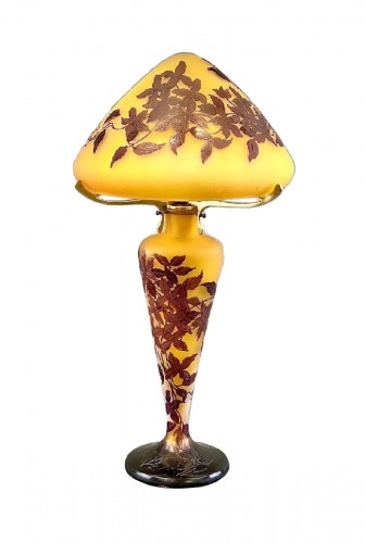 Emile Gallé - Art nouveau &quot;Clematis&quot; Mushroom Lamp
