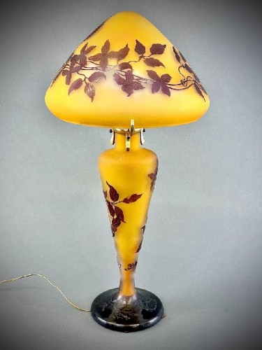 Lighting  - Emile Gallé - Art nouveau &quot;Clematis&quot; Mushroom Lamp