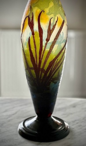 Glass & Crystal  - Emile Gallé - Art nouveau vase &quot;Iris and Water Lilies