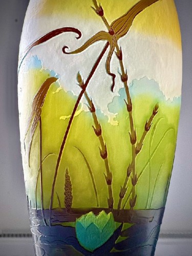 Art nouveau - Emile Gallé - Art nouveau vase &quot;Iris and Water Lilies