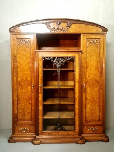 Bookcase &quot;Algues et Coquillages&quot; Art nouveau Ecole de Nancy - Furniture Style Art nouveau