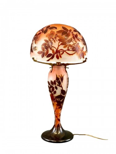 Emile Gallé - Art Nouveau Mushroom Lamp "Aux Roses"