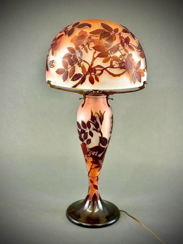 Emile Gallé - Art Nouveau Mushroom Lamp &quot;Aux Roses&quot; - 