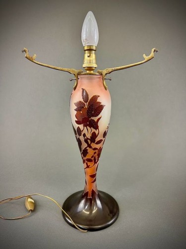 Art nouveau - Emile Gallé - Art Nouveau Mushroom Lamp &quot;Aux Roses&quot;