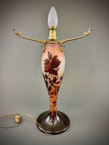 Art nouveau - Emile Gallé - Lampe Champignon Art Nouveau "Aux Roses"