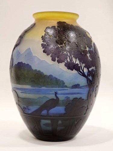Emile Gallé - Vase Art Nouveau " Le Lac de Come" - Verrerie, Cristallerie Style Art nouveau