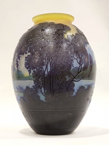 Verrerie, Cristallerie  - Emile Gallé - Vase Art Nouveau " Le Lac de Come"