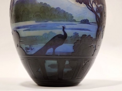 Antiquités - Emile Gallé - Vase Art Nouveau " Le Lac de Come"