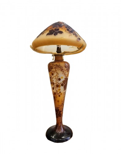Emile Gallé - Grande Lampe Champignon Art nouveau "Aux Raisins "
