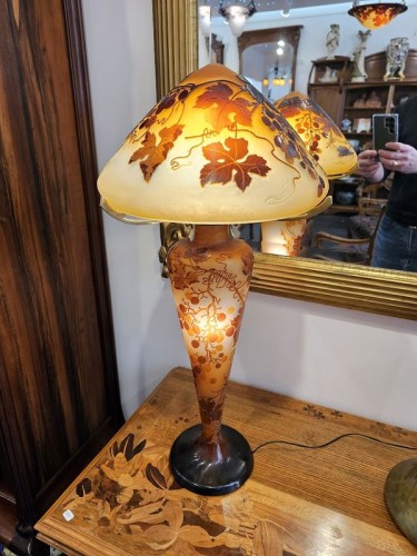 Luminaires Lampe - Emile Gallé - Grande Lampe Champignon Art nouveau "Aux Raisins "