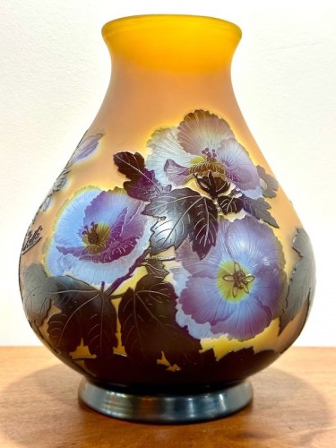 Emile Gallé - Important Vase "Hibiscus" - Verrerie, Cristallerie Style Art Déco
