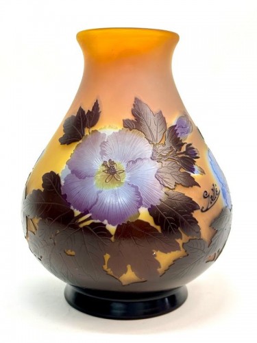 Antiquités - Emile Gallé - Important Vase "Hibiscus"