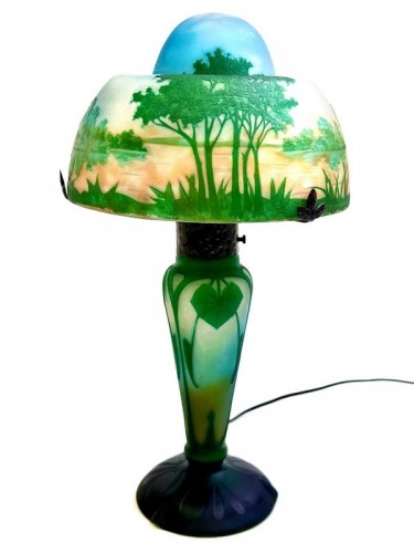 Daum - Lampe champignon "Paysage Lacustre" - Luminaires Style Art nouveau