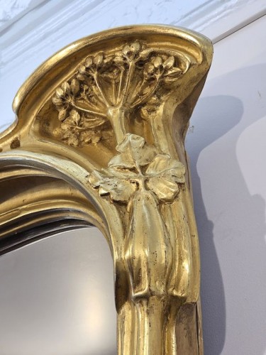 Eugène Vallin - Miroir Art nouveau "Aux Ombelles" - Miroirs, Trumeaux Style Art nouveau