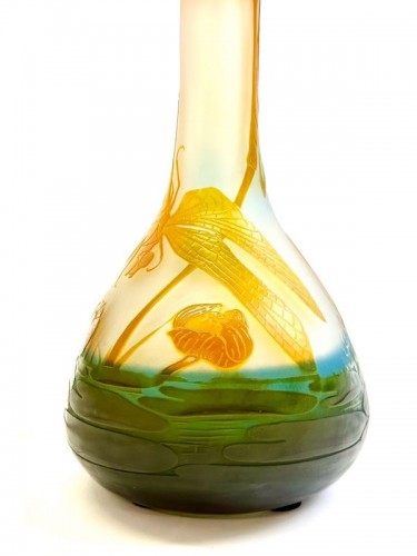 Verrerie, Cristallerie  - Emile Gallé - Important Vase art nouveau "Libellule"