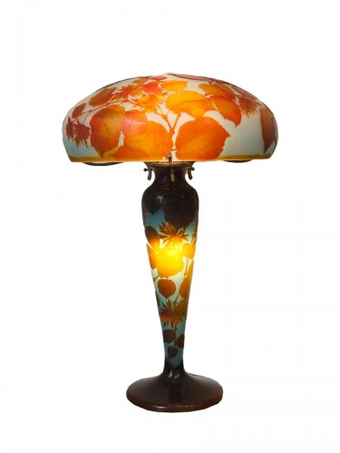 Emile Gallé - &quot;Aux noisettes&quot; Art Nouveau mushroom lamp