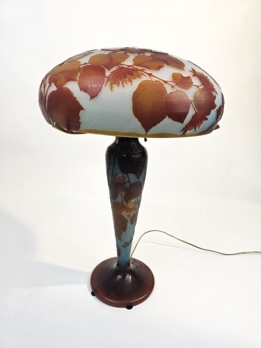 Emile Gallé - Lampe champignon Art nouveau "Aux noisettes" - Luminaires Style Art nouveau