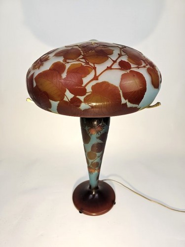 Luminaires Lampe - Emile Gallé - Lampe champignon Art nouveau "Aux noisettes"