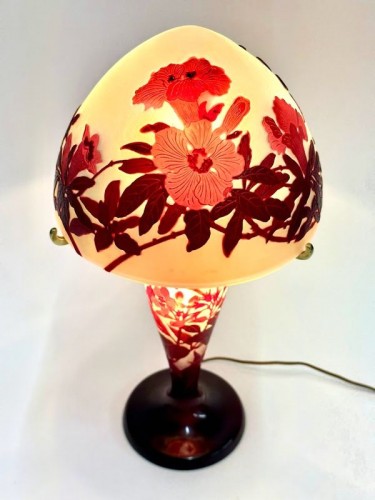 XXe siècle - Emile Gallé - Lampe champignon Art nouveau "Bignones"