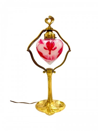 Muller Frères Lunéville -  Lampe Art nouveau "Cœur de Marie"