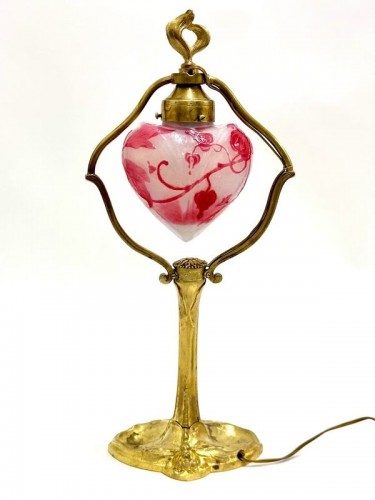 Muller Frères Lunéville -  Lampe Art nouveau "Cœur de Marie" - Luminaires Style Art nouveau