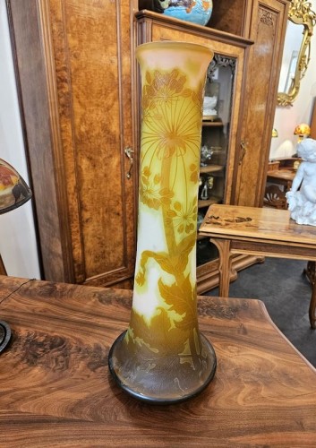 Antiquités - Emile Gallé - Grand vase Art nouveau "Ombelles"