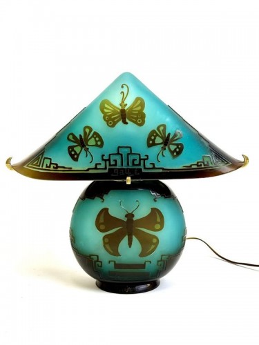 Emile Gallé - Lampe champignon Art Nouveau "Pagode" - Luminaires Style Art Déco