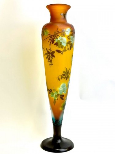 XXe siècle - Emile Gallé - Grand vase Art nouveau "Prunus"