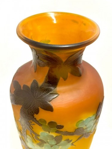 Antiquités - Emile Gallé - Grand vase Art nouveau "Prunus"
