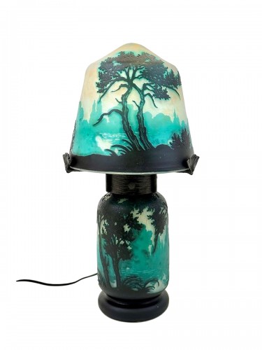 Muller Frères Lunéville - &quot;Lakescape&quot; Mushroom Lamp