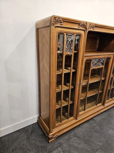 Mobilier Bibliothéque, vitrine - Louis Majorelle - Bibliothèque Art nouveau "Aux Algues"