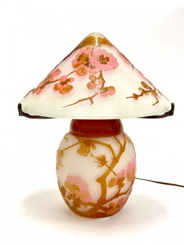 Emile Gallé - Lampe Champignon Art Nouveau " Fleurs de Pommiers" - Luminaires Style Art Déco