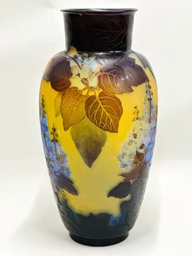 Verrerie, Cristallerie  - Emile Gallé - Monumental Vase Art nouveau "Paulownia"