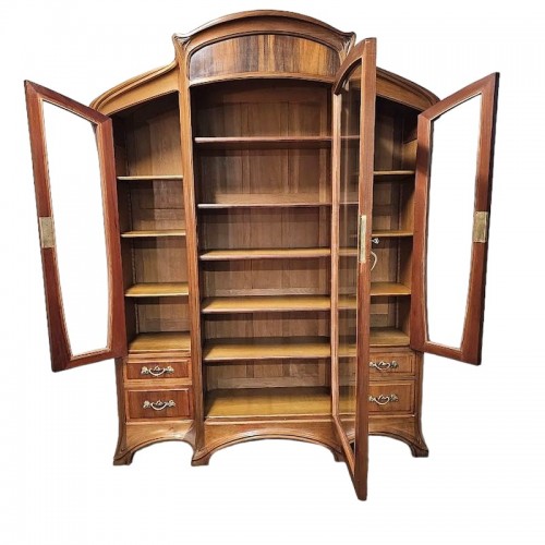 Antiquités - Camille Gauthier - &quot;Mouluration Ornée&quot; Art Nouveau bookcase