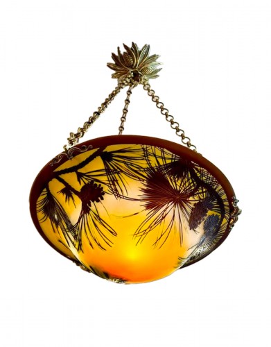 Emile Gallé - "Pine cones" Art Nouveau ceiling light