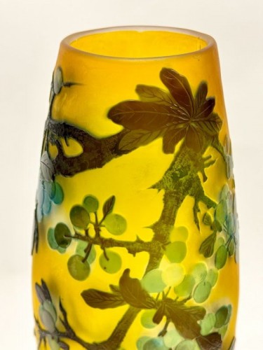 Emile Gallé - Grand Vase Art nouveau "Prunus" - Antiquités Art Nouveau