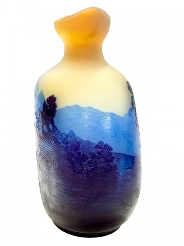 XXe siècle - Emile Gallé - Monumental vase Art nouveau Paysage Alpin