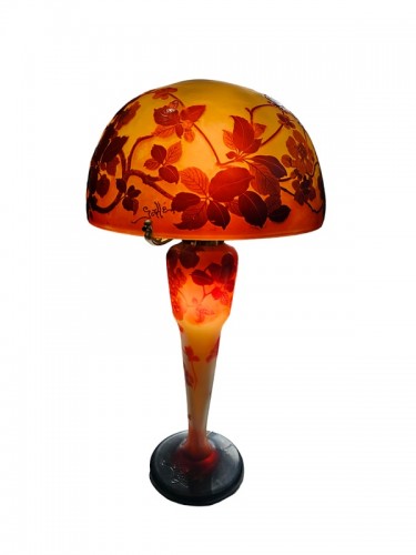 Emile Gallé - Large Art Nouveau &quot;Japanese Cherry Blossom&quot; Mushroom Lamp - Lighting Style Art nouveau