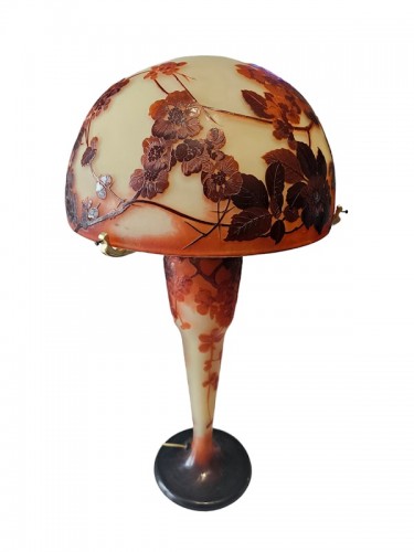 Lighting  - Emile Gallé - Large Art Nouveau &quot;Japanese Cherry Blossom&quot; Mushroom Lamp