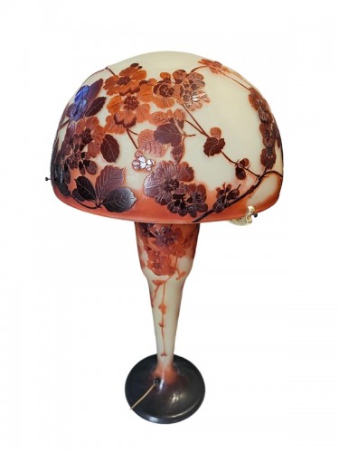 Emile Gallé - Large Art Nouveau &quot;Japanese Cherry Blossom&quot; Mushroom Lamp - 