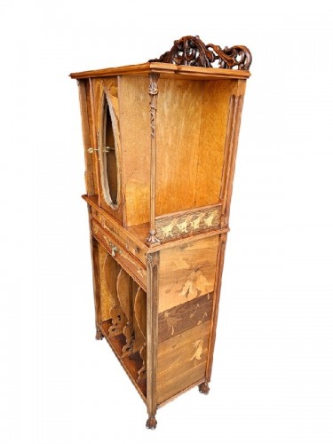 Mobilier Bibliothéque, vitrine - Emile Gallé - Vitrine Art nouveau "Insectes et Brugmansia"