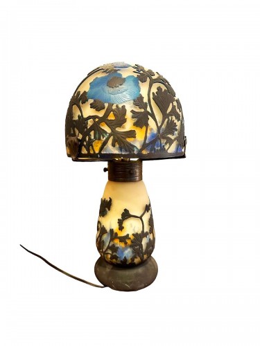 Muller Frères Lunéville - “Blue Anemones” Mushroom Lamp