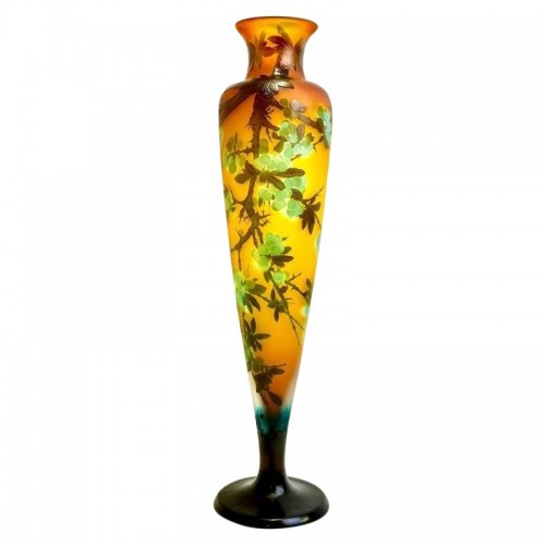 Emile Gallé - Important Vase Art nouveau "Prunus"