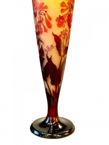 Art Déco - Emile Gallé - Monumental Art Nouveau “Fleurs de Galane” vase