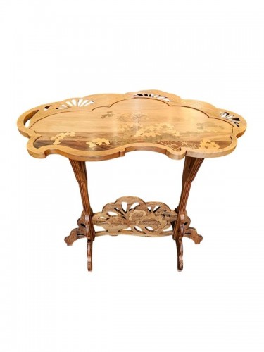 Antiquités - Emile Gallé - Art nouveau “Ombelles” pedestal table